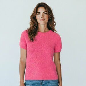 Lands’ End Pink Short Sleeve Cashmere Sweater Tee Sz M(8/10) #138P